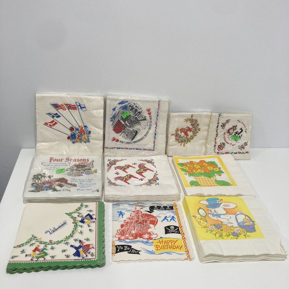 Vintage Lot of Paper Napkins - Horse, Bunny, Flower, Flag, Seasons